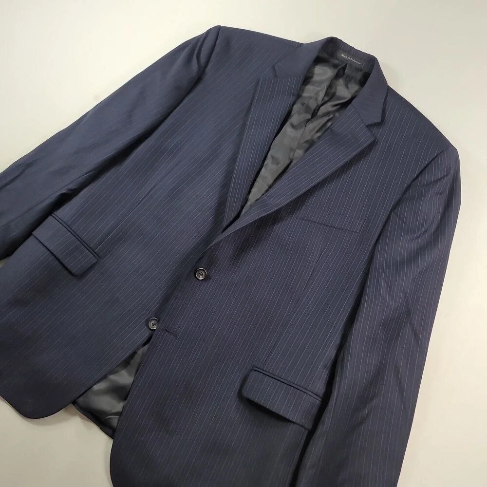 LRL Ralph Lauren Blazer Mens 46R 46 Navy‎ Blue Stripe Suit Jacket